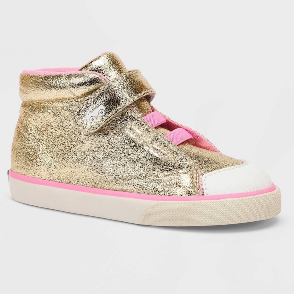 SEE KAI RUN VGUC Girls Gold Velcro High Top Sneakers